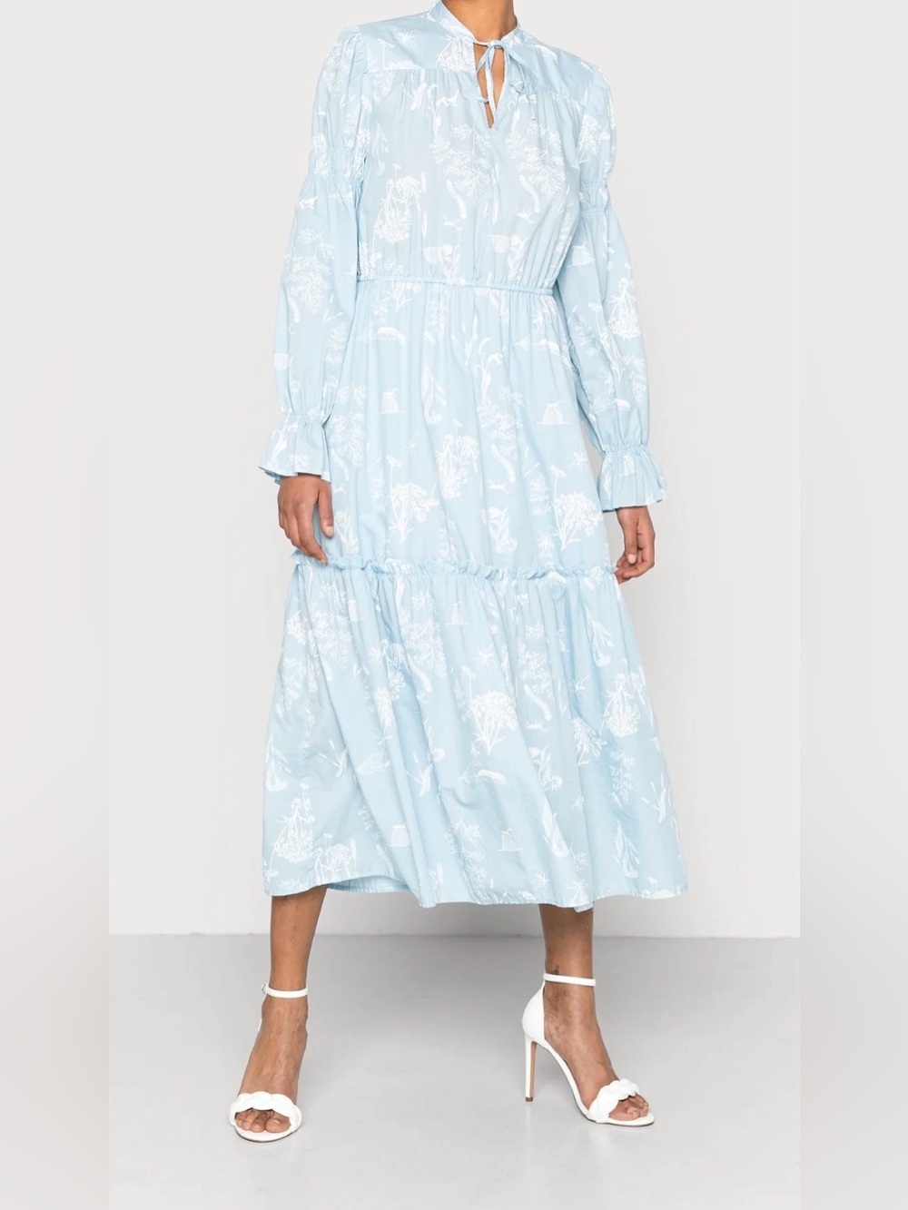 Marc O’Polo Denim Light Blue Botanical Print Midi Dress | Size L